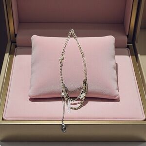 Stunning ASW Silver tone with crystals funky Necklace